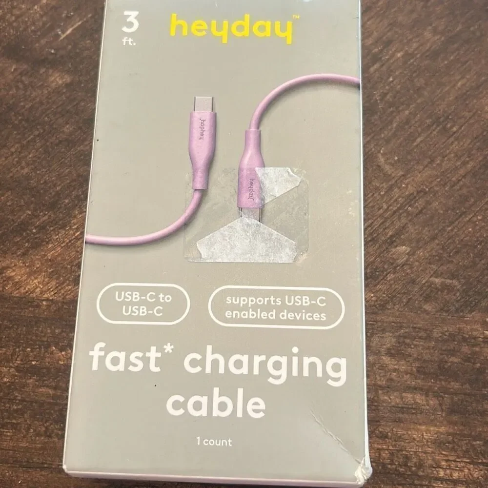 Heyday 3 Ft. Fast Charging Cable USB-C To USB-C PURPLE ~ NEW
